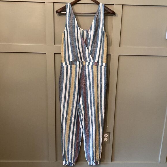 𝅺ANTHROPOLOGIE Drew Striped Linen Sleeveless Jumpsuit Size XS - Picture 9 of 10